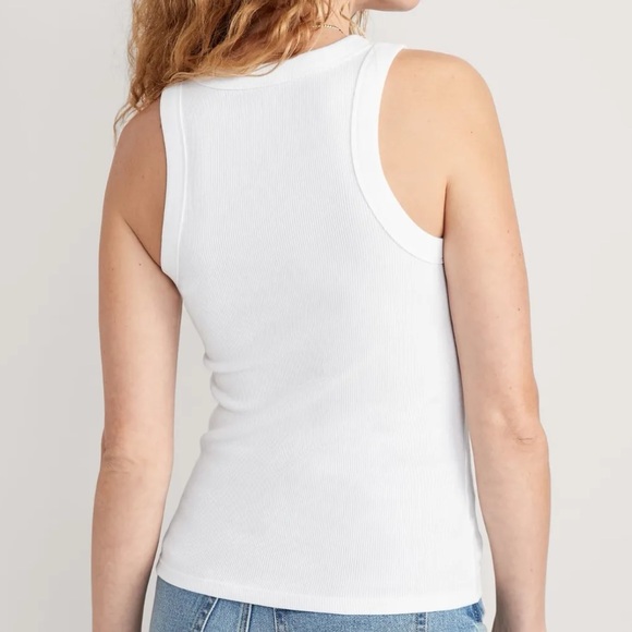 Old Navy Fitted Rib Knit Layering Tank Tops White Black Neutral - Picture 6 of 8